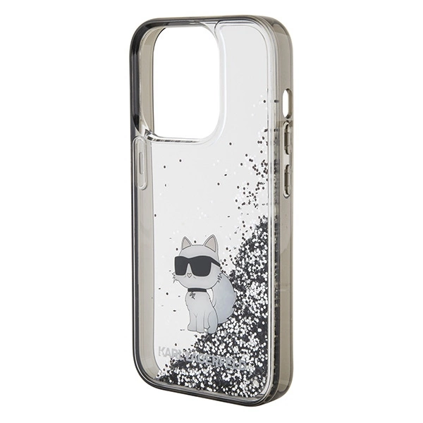 Karl Lagerfeld Liquid Glitter Choupette case for iPhone 15 Pro Max - transparenteng