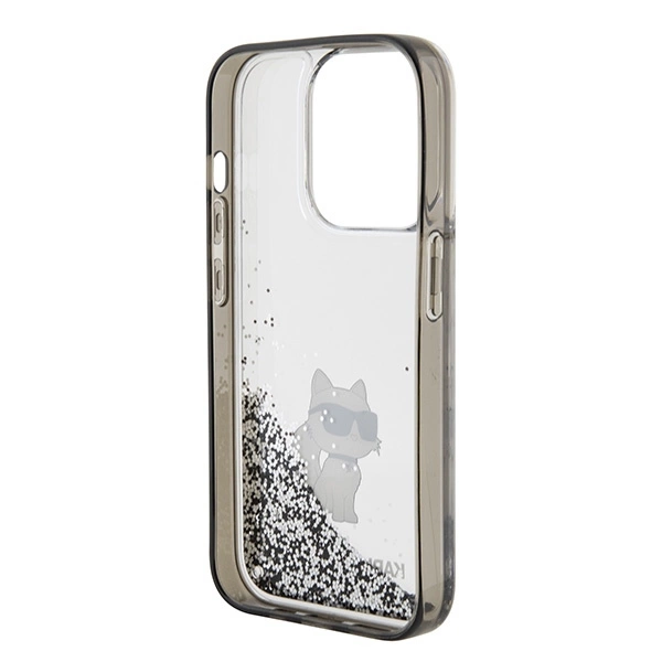 Karl Lagerfeld Liquid Glitter Choupette case for iPhone 15 Pro Max - transparenteng
