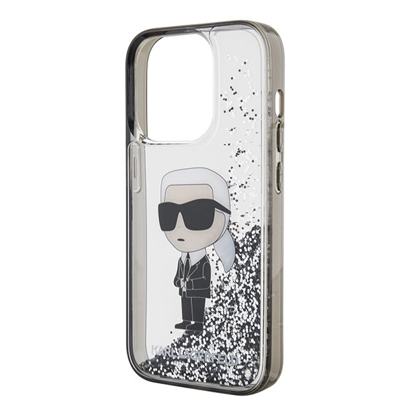 Karl Lagerfeld Liquid Glitter Ikonik case for iPhone 15 Pro Max - transparenteng