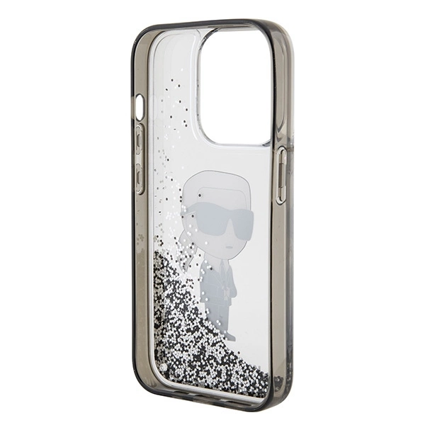 Karl Lagerfeld Liquid Glitter Ikonik case for iPhone 15 Pro Max - transparenteng