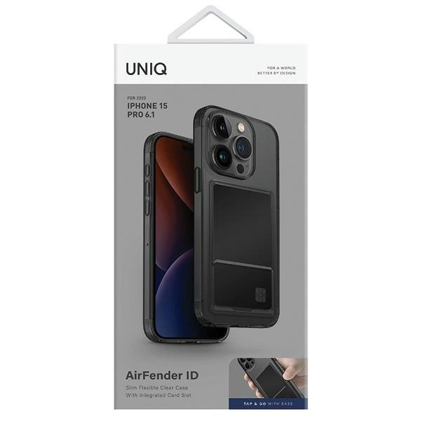 Uniq Air Fender ID Cardslot case for iPhone 15 Pro - grayeng