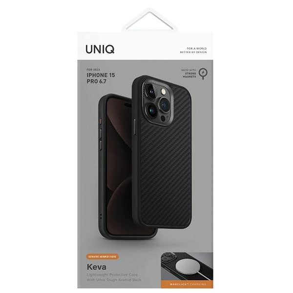 Uniq Keva Magclick Charging case for iPhone 15 Pro Max - blackeng