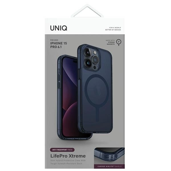 Uniq LifePro Xtreme Magclick Charging case for iPhone 15 Pro - dark blueeng