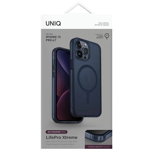 Uniq LifePro Xtreme Magclick Charging case for iPhone 15 Pro Max - dark blueeng