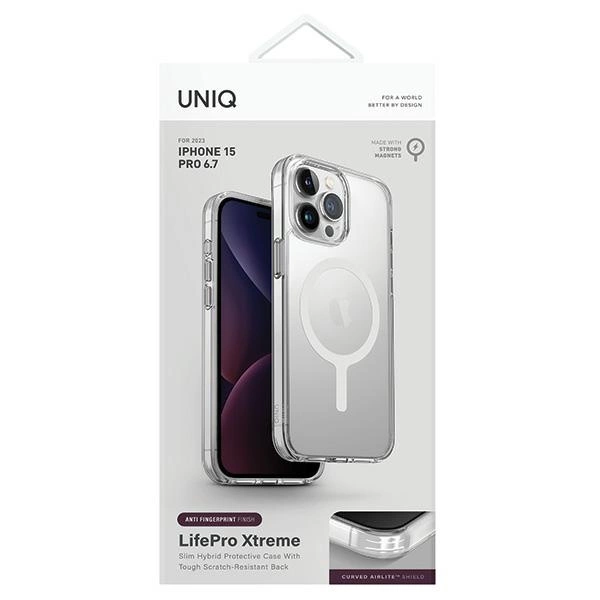 Uniq LifePro Xtreme Magclick Charging case for iPhone 15 Pro Max - transparenteng