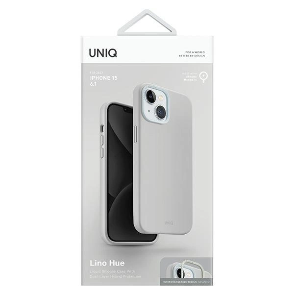 Uniq Lino Hue Magclick Charging case for iPhone 15 - light grayeng
