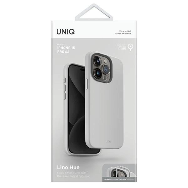 Uniq Lino Hue Magclick Charging case for iPhone 15 Pro - light grayeng