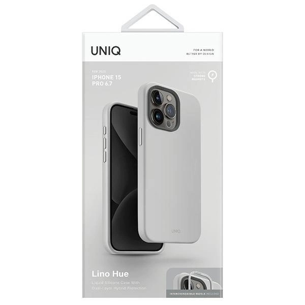 Uniq Lino Hue Magclick Charging case for iPhone 15 Pro Max - light grayeng