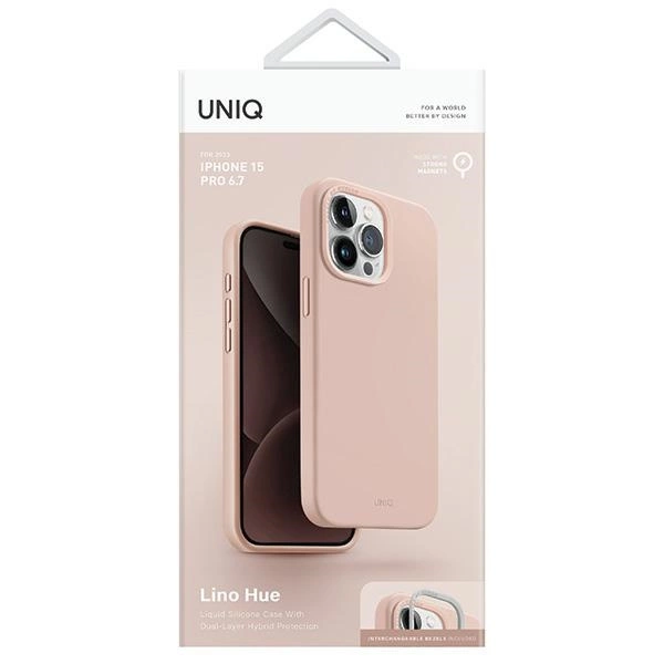 Uniq Lino Hue Magclick Charging case for iPhone 15 Pro Max - pinkeng