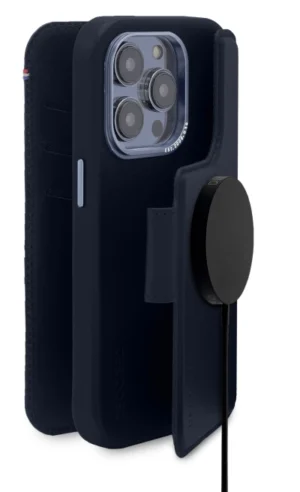 Decoded Detachable Wallet Case Leather with MagSafe with Flip for iPhone 14 Pro - Navy Blueeng