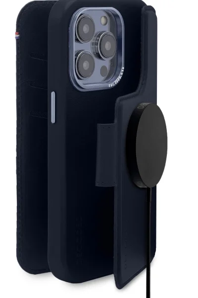 Decoded Detachable Wallet Case Leather with MagSafe with Flip for iPhone 14 Pro - Navy Blueeng