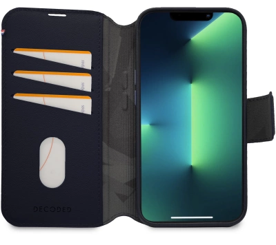 154297_2 Decoded Detachable Wallet Case Leather with MagSafe with Flip for iPhone 14 Pro - Navy Blueeng