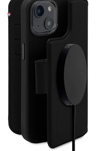 Decoded Detachable Wallet Case Leather with MagSafe with Flip for iPhone 14 Plus - Blackeng