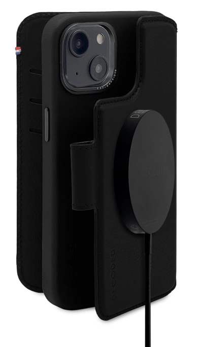 Decoded Detachable Wallet Case Leather with MagSafe with Flip for iPhone 14 Plus - Blackeng