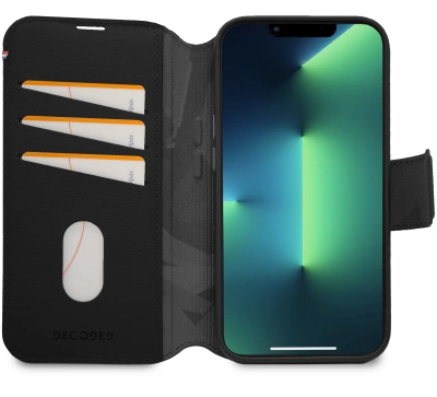 Decoded Detachable Wallet Case Leather with MagSafe with Flip for iPhone 14 Plus - Blackeng