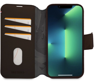 Decoded Detachable Wallet Case Leather with MagSafe with Flip for iPhone 14 Plus - Browneng