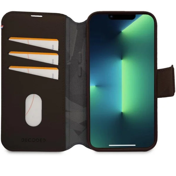 Decoded Detachable Wallet Case Leather with MagSafe with Flip for iPhone 14 Plus - Browneng