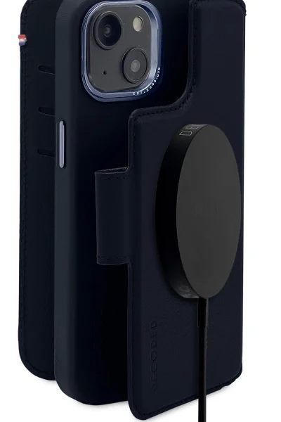 Decoded Detachable Wallet Case Leather with MagSafe with Flip for iPhone 14 Plus - Navy Blueeng