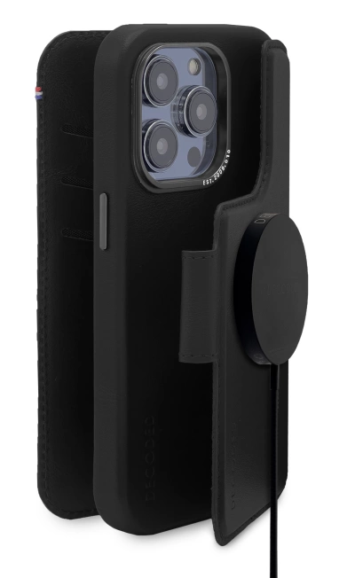 Decoded Detachable Wallet Case Leather with MagSafe with Flip for iPhone 14 Pro Max - Blackeng
