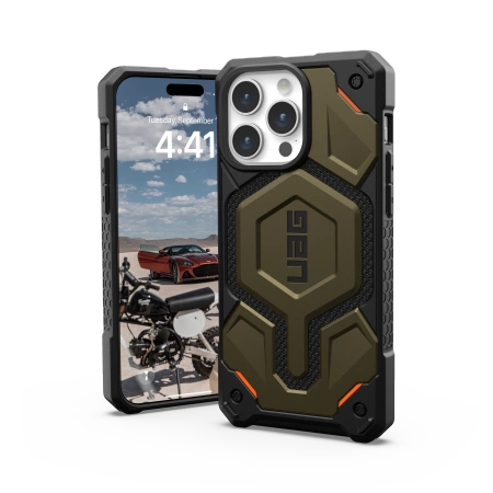 154449_2 UAG Monarch Pro case with MagSafe for iPhone 15 Pro Max - green Kevlareng
