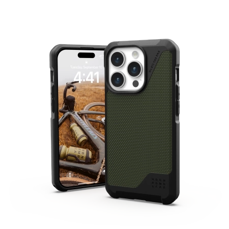 154488_2 UAG Metropolis LT MagSafe case for iPhone 15 Pro - green Kevlareng