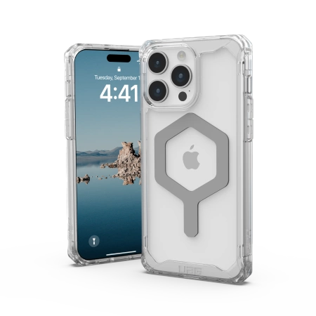 154495_2 UAG Plyo MagSafe case for iPhone 15 Pro Max - transparent and silvereng