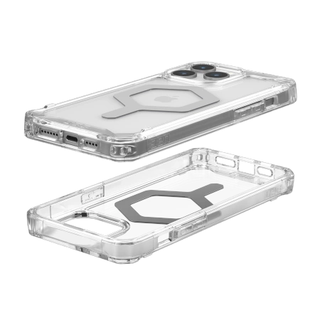 154495_3 UAG Plyo MagSafe case for iPhone 15 Pro Max - transparent and silvereng