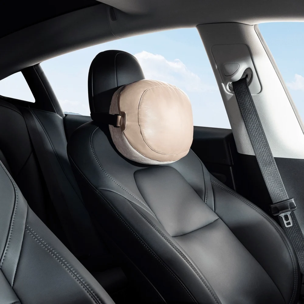Baseus ComfortRide Series car headrest cushion with 2 materials - beigeeng