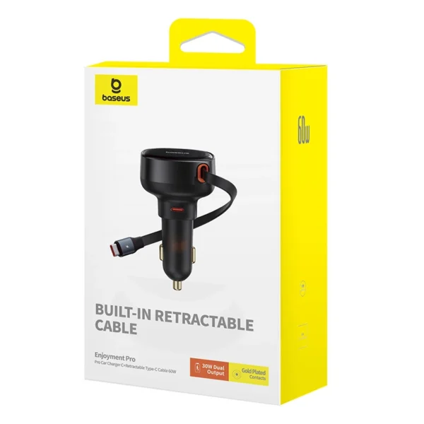 Baseus Enjoyment Pro USB-C (female) / USB-C (male) 60W car charger - blackeng
