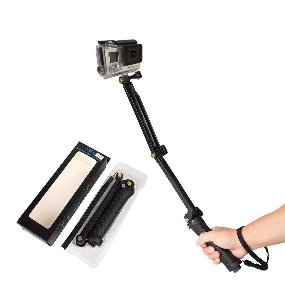 3 in 1 Monopod Tripod with Selfie Stick for GoPro - Blackeng