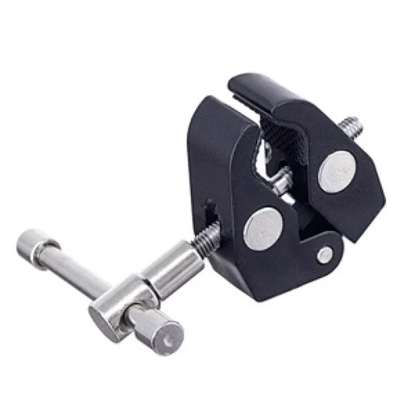 Clamping bracket for mounting accessories with 1/4 and 3/8 inch screweng