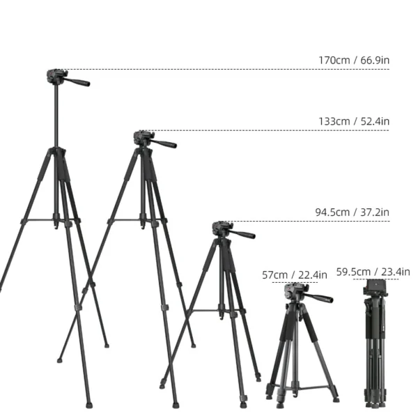 Aluminum photographic tripod with adjustable base - grayeng