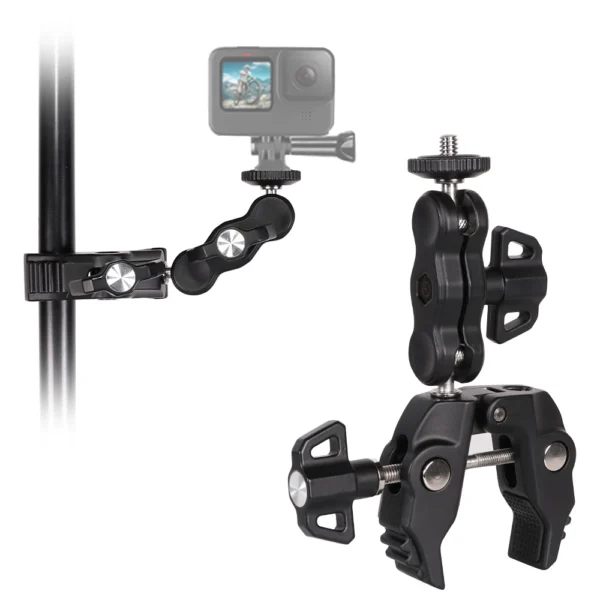 Phone and sports camera holder with clampeng