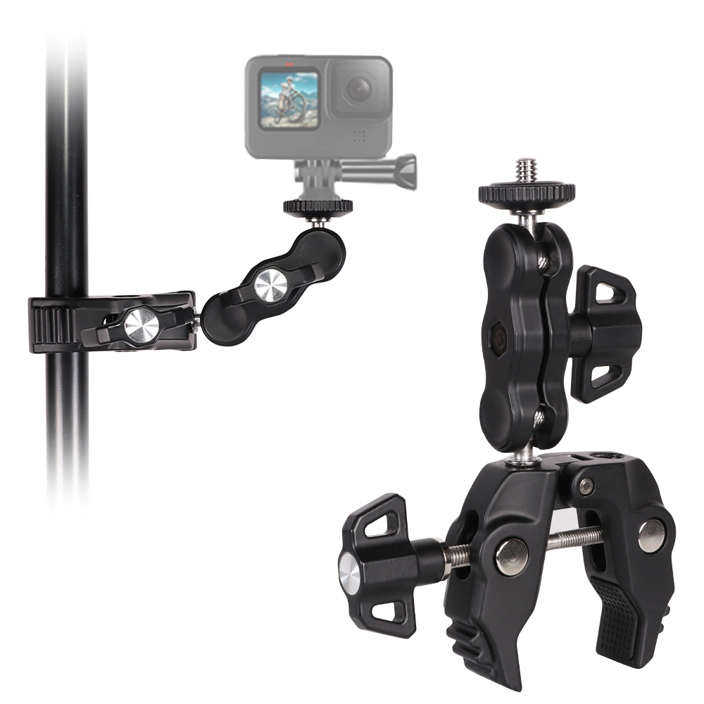 Phone and sports camera holder with clampeng