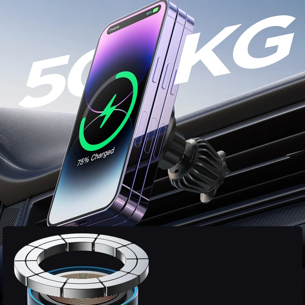 Joyroom magnetic car holder 15W wireless charger for air vent black (JR-ZS240 Pro)eng