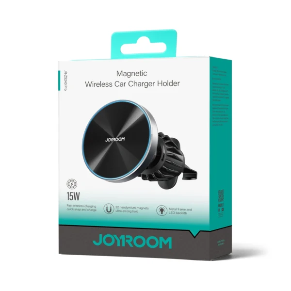 Joyroom magnetic car holder 15W wireless charger for air vent black (JR-ZS240 Pro)eng