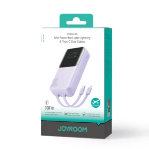 Joyroom JR-PBC06 mini power bank with built-in USB-C / Lightning cables 30W 10000mAh - purpleeng