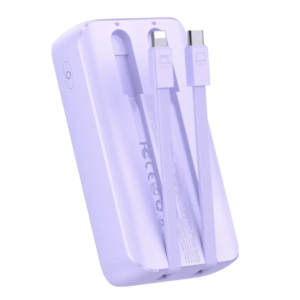 Joyroom JR-PBC06 mini power bank with built-in USB-C / Lightning cables 30W 10000mAh - purpleeng