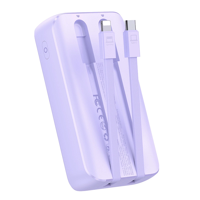Joyroom JR-PBC06 mini power bank with built-in USB-C / Lightning cables 30W 10000mAh - purpleeng
