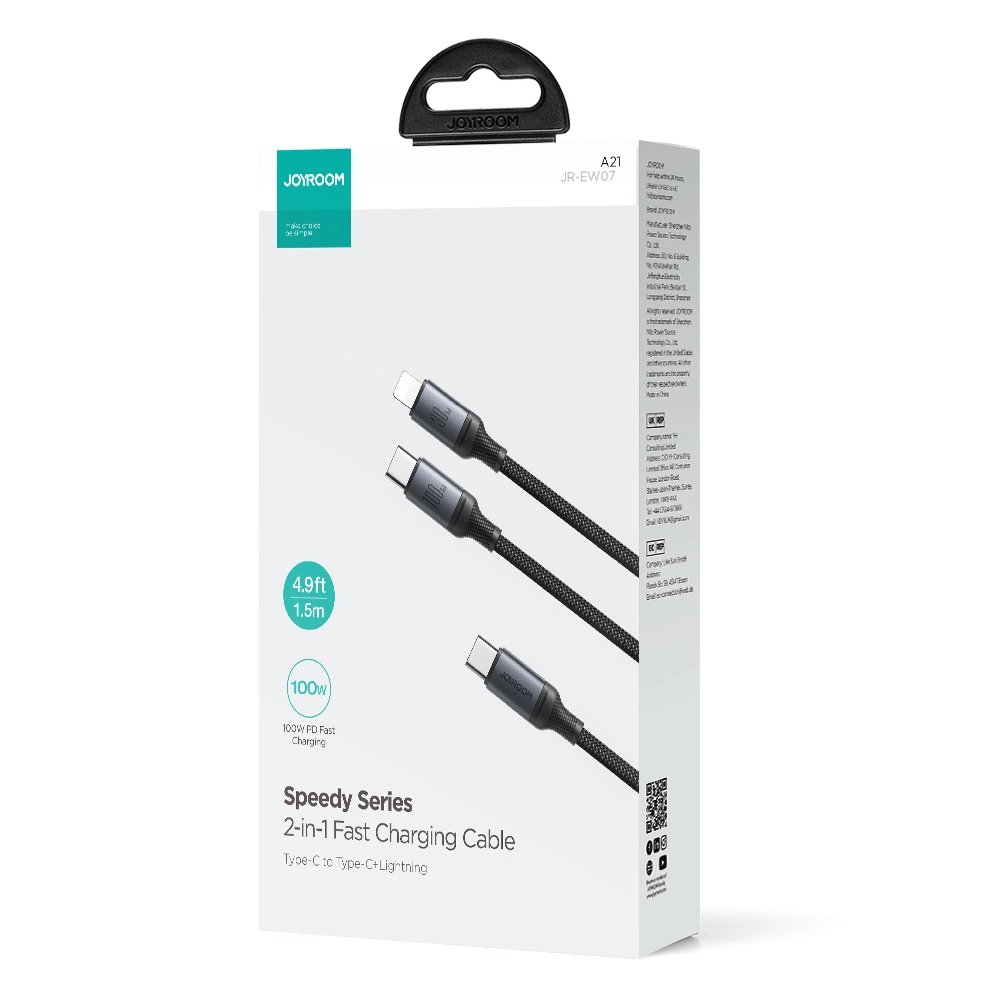 Joyroom Speedy Series S-A21 2in1 USB-C - USB-C / Lightning cable 100W 1.5m - blackeng