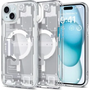 Spigen Ultra Hybrid Mag Case with MagSafe for iPhone 15 Plus - White (Zero One Pattern)eng