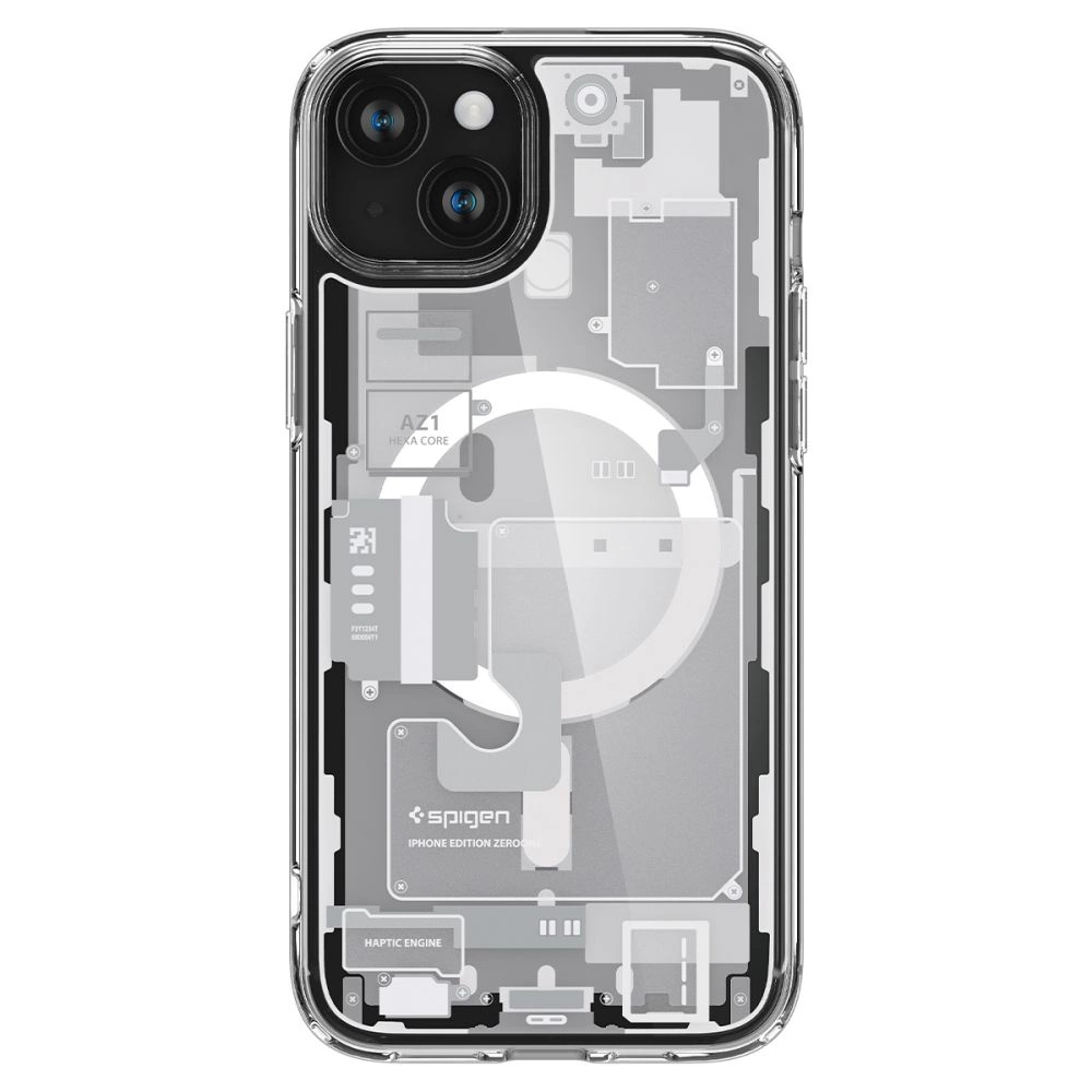Spigen Ultra Hybrid Mag Case with MagSafe for iPhone 15 Plus - White (Zero One Pattern)eng