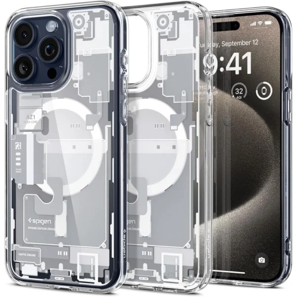 Spigen Ultra Hybrid Mag Case with MagSafe for iPhone 15 Pro - White (Zero One Pattern)eng