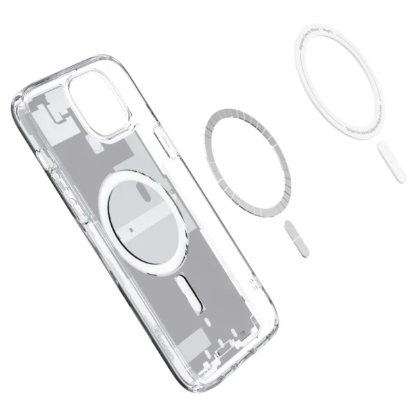 Spigen Ultra Hybrid Mag Case with MagSafe for iPhone 15 - White (Zero One Pattern)eng