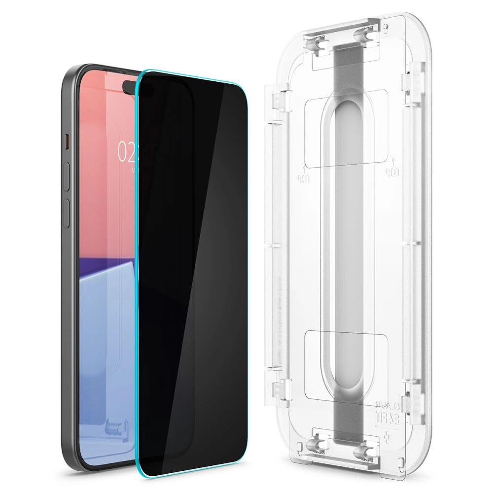Spigen Glas.tR EZ Fit Privacy Tempered Glass for iPhone 15 Pro Maxeng