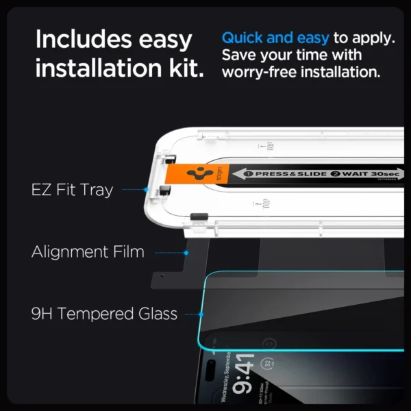 Spigen Glas.tR EZ Fit Privacy Tempered Glass for iPhone 15 Pro Maxeng