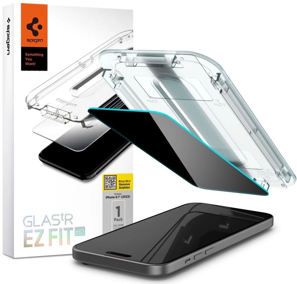 Spigen Glas.tR EZ Fit Privacy Tempered Glass for iPhone 15 Proeng