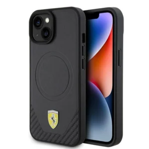 Ferrari FEHMP15SPTEK iPhone 15 6.1" black/black hardcase Carbon Metal Logo MagSafeeng