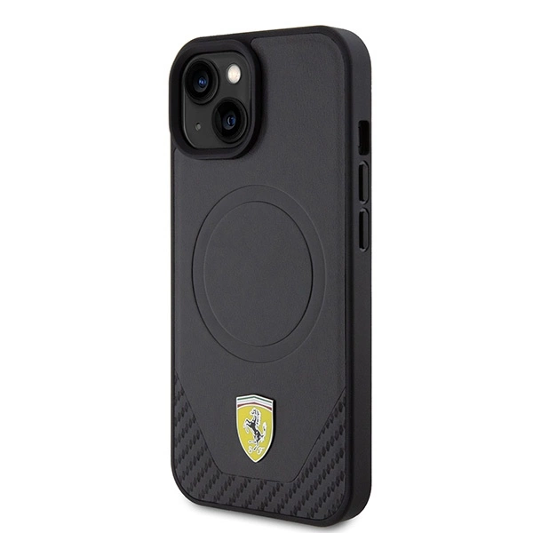 Ferrari FEHMP15SPTEK iPhone 15 6.1" black/black hardcase Carbon Metal Logo MagSafeeng