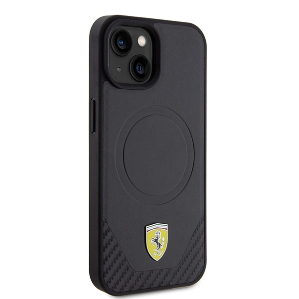 Ferrari FEHMP15SPTEK iPhone 15 6.1" black/black hardcase Carbon Metal Logo MagSafeeng